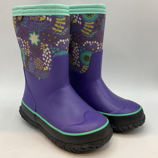 Size 11: Bogs Purple/Gray Floral Print -22* Insulated Rain Boots