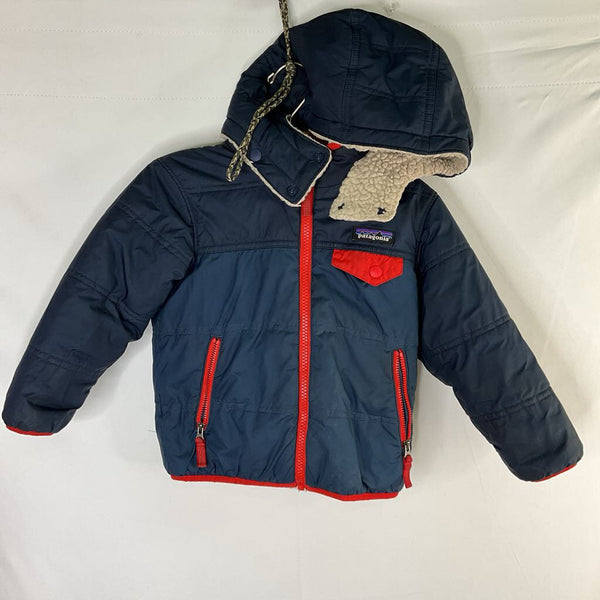 Size 2: Patagonia Navy/Red Poly/Sherpa Reversible Winter Coat