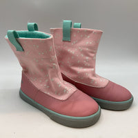 Size 9: See Kai Run Pink/White Stars Rain Boots
