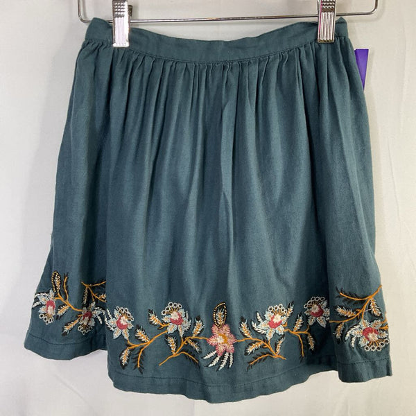 Size 10-12: Peek Blue/Colorful Floral Embroidered Skirt