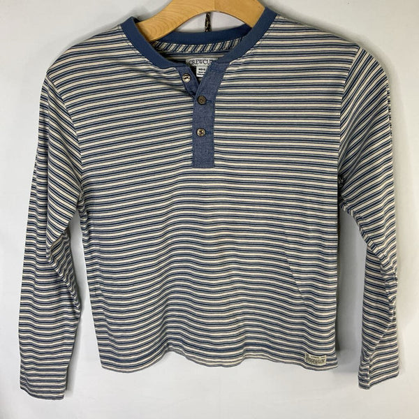 Size 8-9: Crewcuts Blue/White Striped Long Sleeve Henley