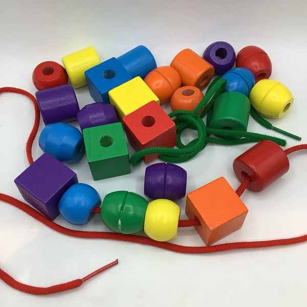 Melissa & Doug Wooden Primary Lacing Beads