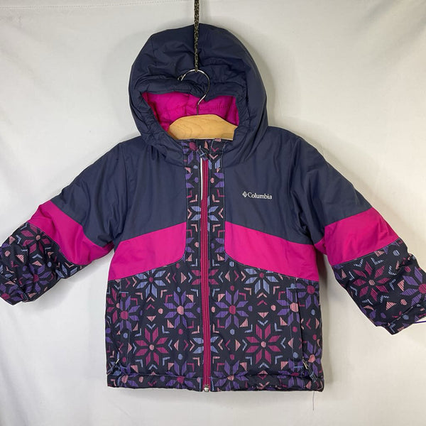 Size 2: Columbia Navy/Purple Geo Snowflakes Poly Fill Winter Coat