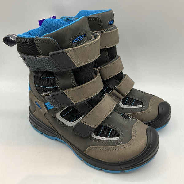 Size 1Y: Keen Gray/Blue Velcro Strap Snow Boots