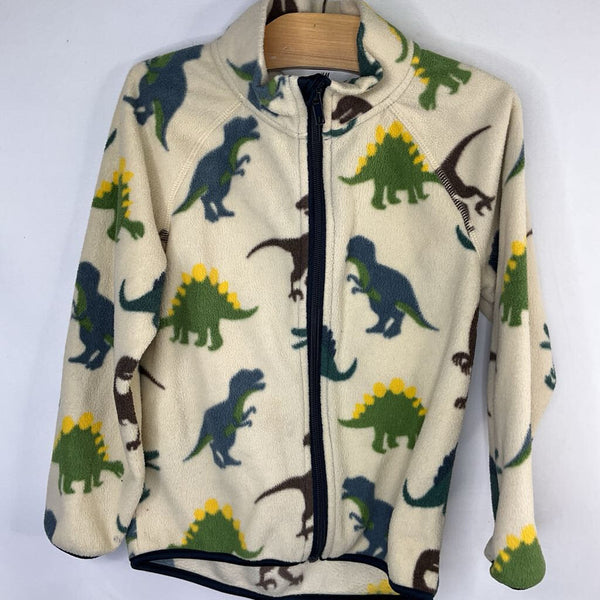 Size 5-6: H&M Cream/Multi Dinos Fleece Zip Coat
