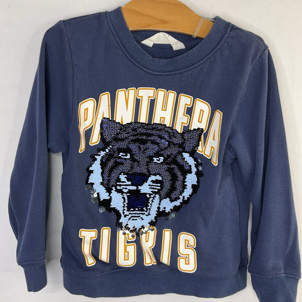 Size 5-6 H&M Blue/Orange Tiger Sequin Flip Sweatshirt