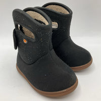 Size 5: Bogs Black Fleece Lined Velcro Strap Rain Boots