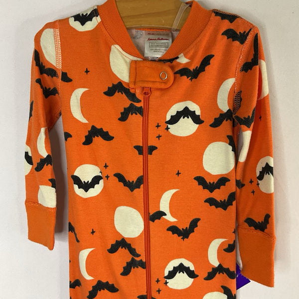 Size 12-18m (75): Hanna Andersson Orange/Black Spooky Bats Organic Cotton 1pc Zip PJs