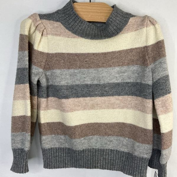 Size 3: Gap Gray/Pink/Beige Striped Mock Turtleneck
