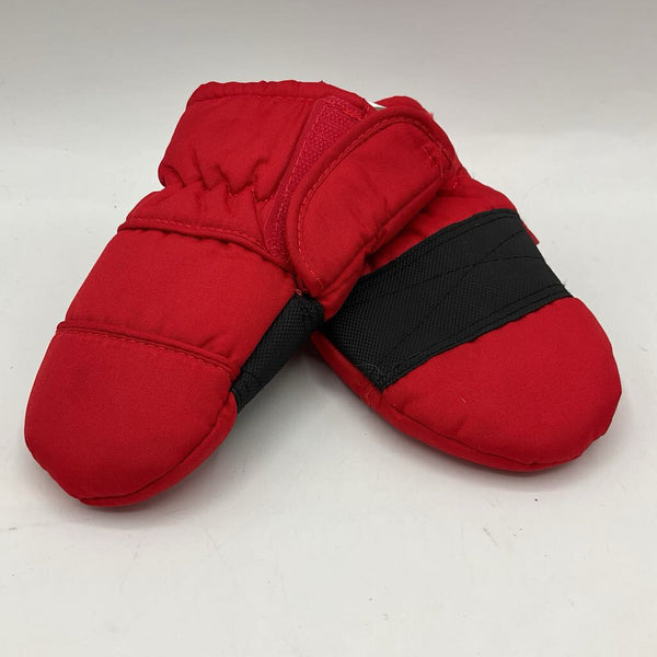 Size 0-12m: Red/White Fleece Lined Snow Mitten