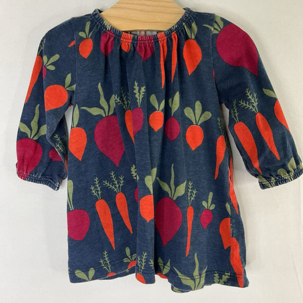 Size 3m: Winter Water Factory Navy/Multi Veggies Long Sleeve Dress REDUCED