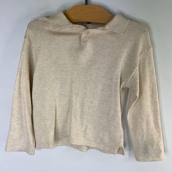 Size 3: Zara Beige Knit Long Sleeve Polo