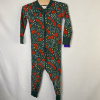 Size 2 (85): Hanna Andersson Green/Red/Yellow Floral Organic Cotton 1pc Zip PJs