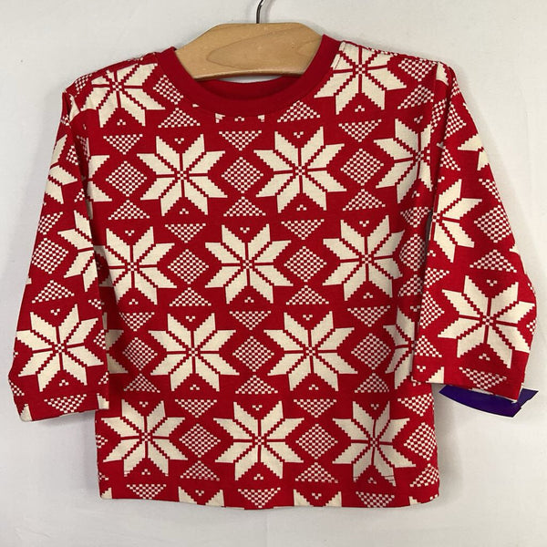 Size 2 (85): Hanna Andersson Red/White Snowflakes Long Sleeve Shirt