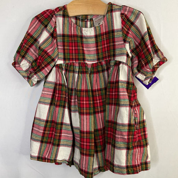 Size 2 (85): Hanna Andersson Red/Multi Plaid Flannel Long Sleeve Dress