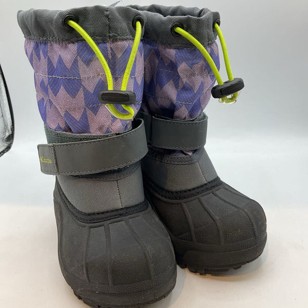 Size 9: Columbia Gray/Purple Velcro/Toggle Snow Boots