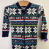 Size 3 (90): Hanna Andersson Navy/Multi Apres Ski 1pc Zip-Up Holiday PJs