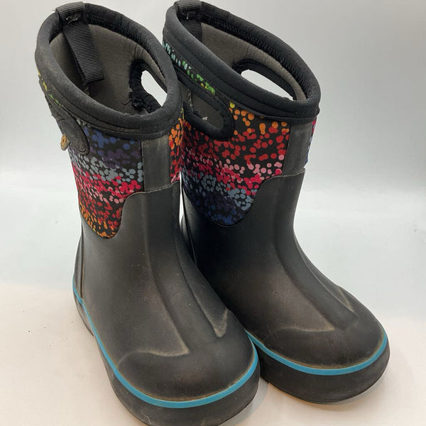 Size 8: Bogs Black/Colorful Dots Insulated -30* Rain Boots