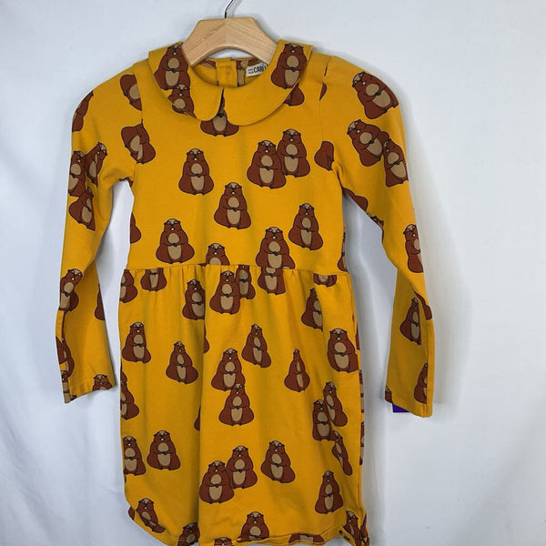 Size 9-10: CarlijnQ Yellow/Brown Marmot Long Sleeve Collared Dress