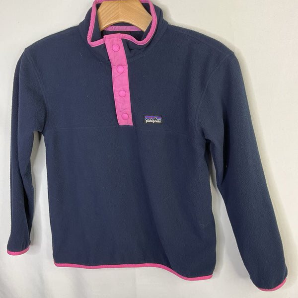 Size 7-8: Patagonia Navy/Purple Trim 1/2 Snap Fleece Pullover
