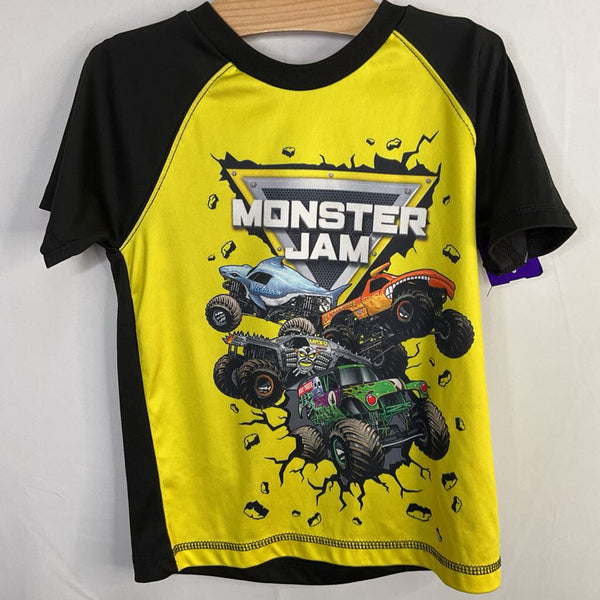 Size 5: Monster Jam Yellow/Black Monster Trucks Athletic T-Shirt