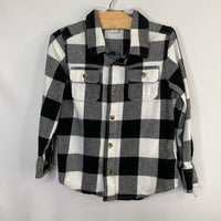 Size5: Old Navy Black/White Plaid Flannel Button-Up Shirt