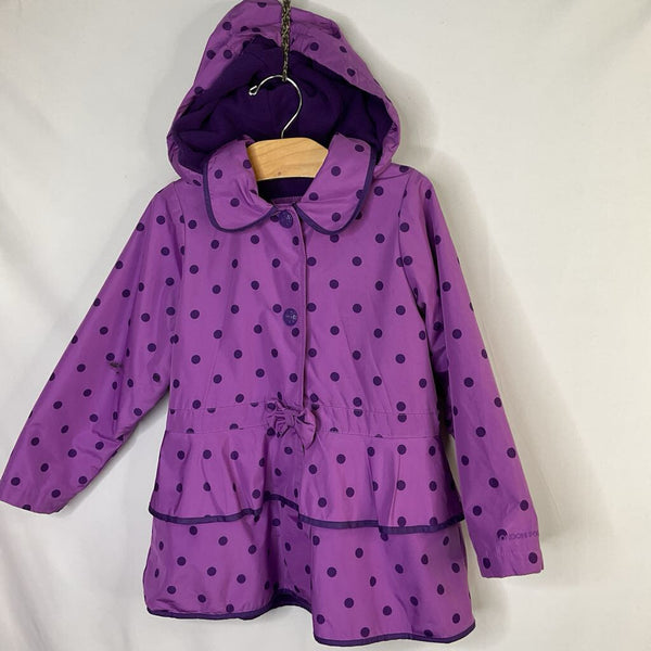 Size 6: London Fog Purple Dots Bow Accent Fleece Lined Raincoat REDUCED