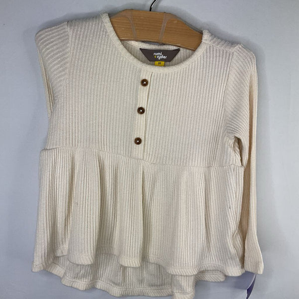 Size 3: Rumi + Ryder Cream Ribbed Long Sleeve Top