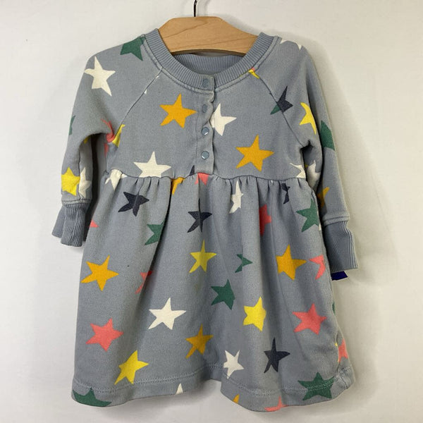 Size 12-18m (75): Hanna Andersson Blue/Colorful Stars Sweatshirt Dress