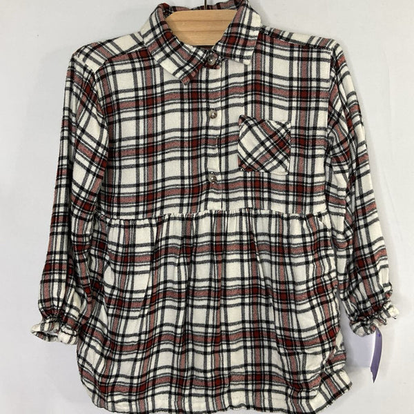 Size 3: Rumi + Ryder White/Red/Black Plaid Flannel Long Sleeve Dress