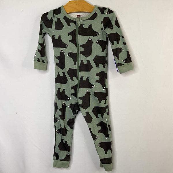 Size 6-9m: Little Sleepies Green/Gray Bears 1pc Zip PJs