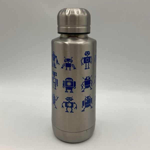 Manna Silver/Blue Robots Stainless Steel Water Bottle