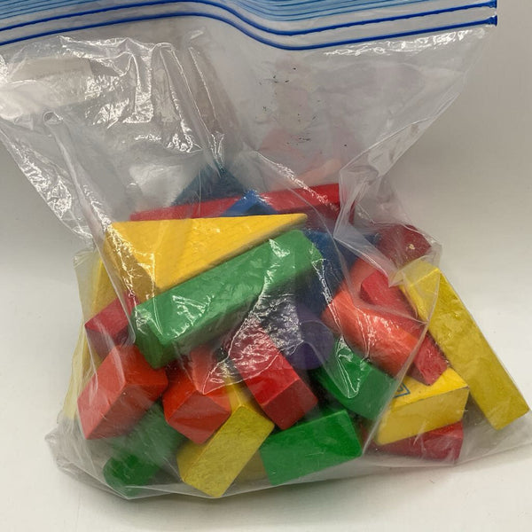 Bag of Assorted Wooden Building Blocks