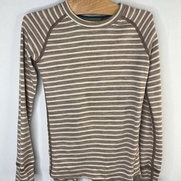 Size 4-5: Meriwool Beige Striped Merino 2pc Base Layer Set