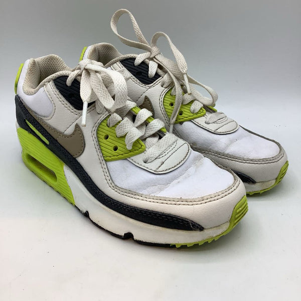 Size 1Y: Nike Air Max Black/White/Green Lace-Up Sneakers