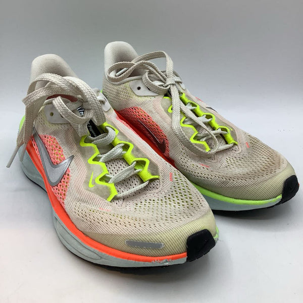 Size 1Y: Nike White/Multi Mesh Lace-Up Sneakers