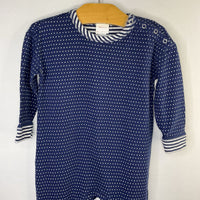 Size 2 (85): Hanna Andersson Navy/White Dots/Stripes Reversible Romper
