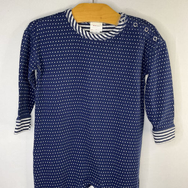 Size 2 (85): Hanna Andersson Navy/White Dots/Stripes Reversible Romper