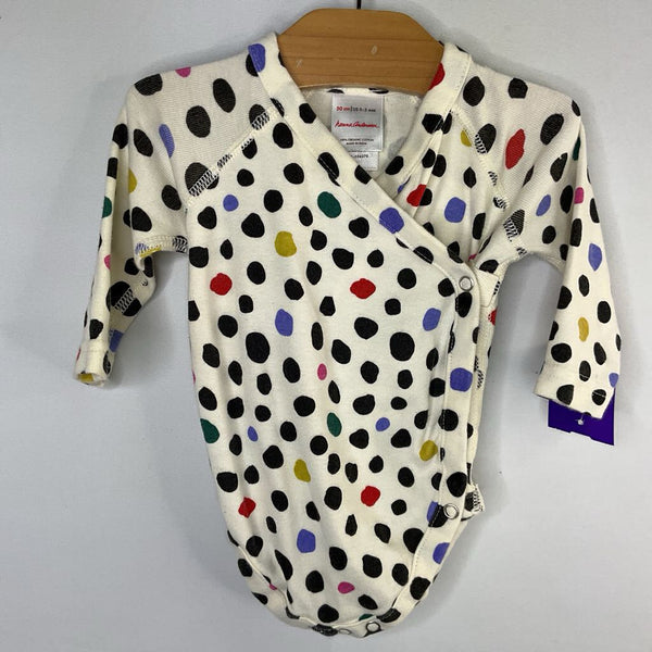Size 0-3m (50): Hanna Andersson White/Colorful Spots Long Sleeve Onesie
