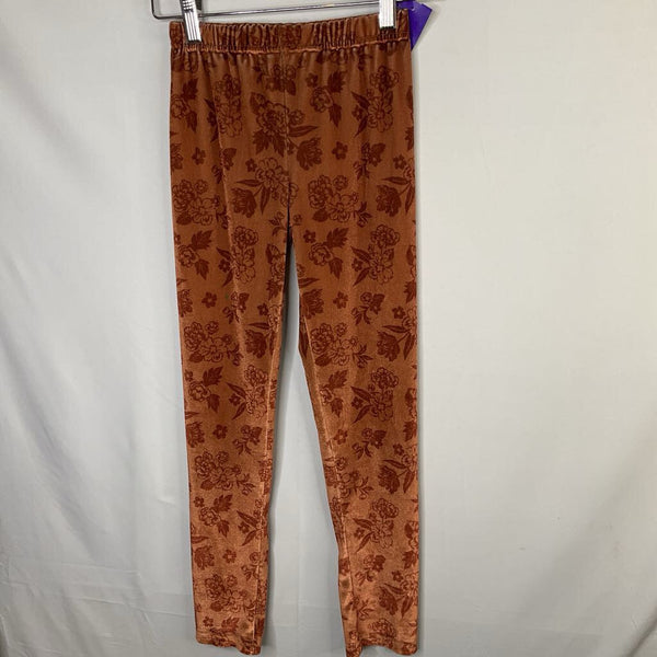 Size 8: Brown Floral Velour Leggings