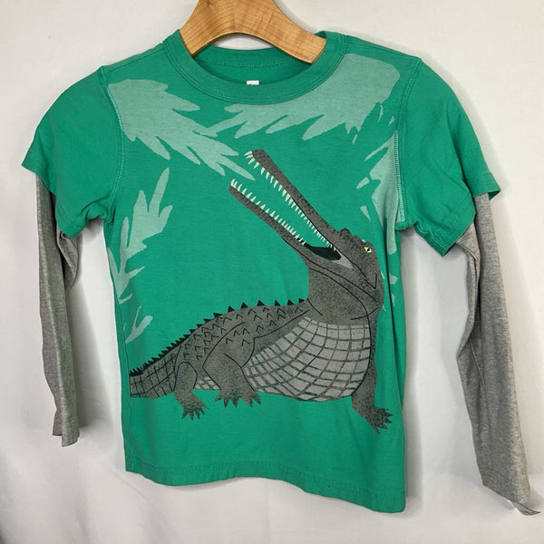 Size 7: Tea Green/Gray Crocodile Long Sleeve Shirt
