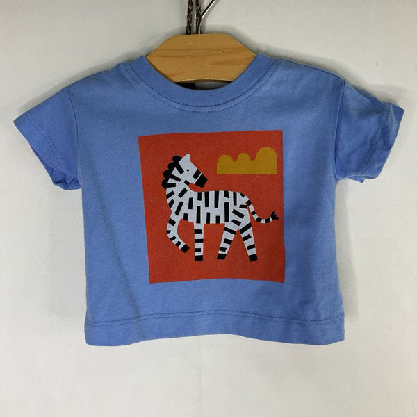 Size 0-3m (50): Hanna Andersson Blue/Red Zebra T-Shirt