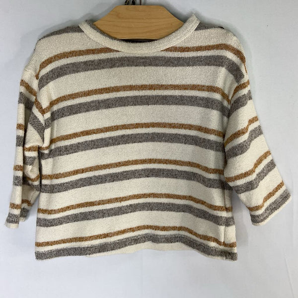 Size 6m: Play Up Cream/Yellow/Gray Striped Long Sleeve Shirt