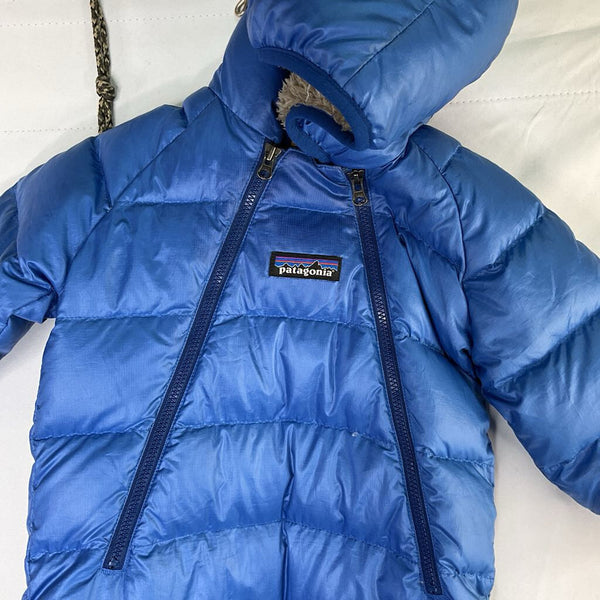 Size 3-6m: Patagonia Blue Faux Fur Lined Down Bunting