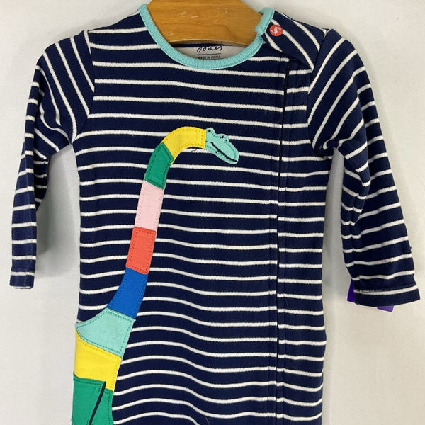 Size 3-6m: Joules Navy/Colorful Dino Applique Zip Romper