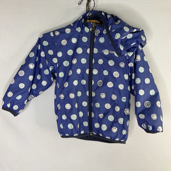Size 2: Columbia Blue/White Snacks & Nature Pixel Grabber Water Resistant Jacket
