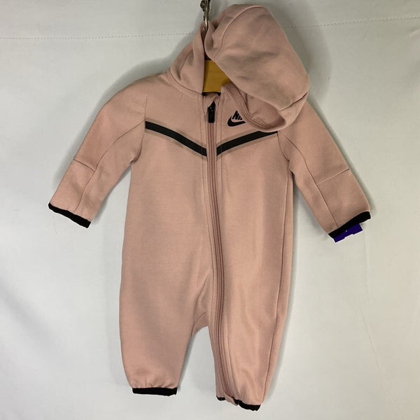 Size 3m: Nike Pink/Black Zip-Up Hooded Romper