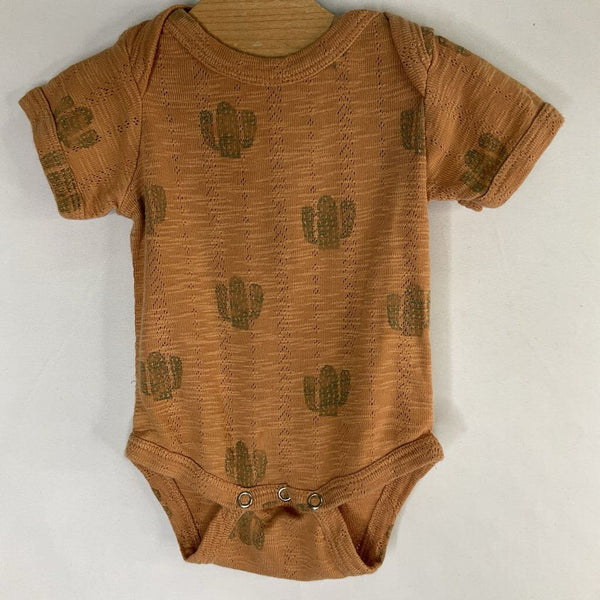 Size 0-3m: Kate Quinn Brown/Green Cacti Eyelet Onesie
