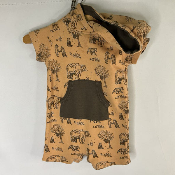 Size 3-6m: Kate Quinn Brown Bears Hooded Short Romper