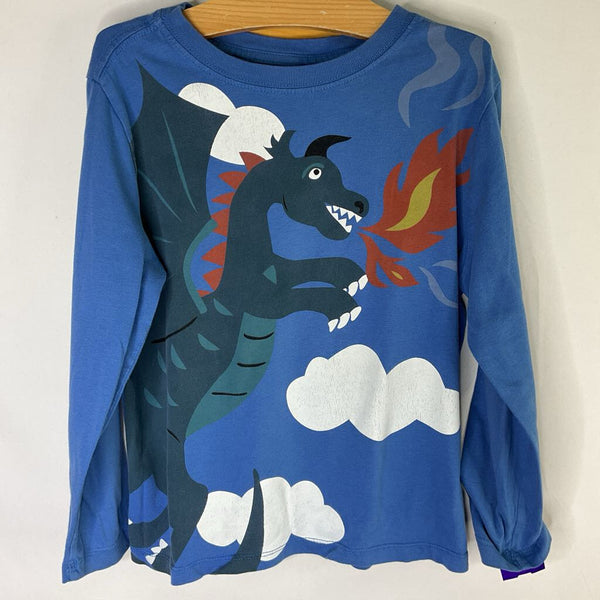 Size 6-7 (120): Hanna Andersson Blue/Colorful Dragon Long Sleeve Shirt